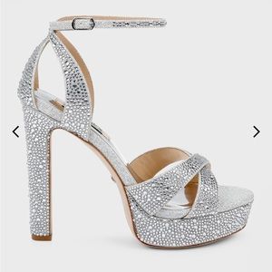 Badgley Mischka
Fizzy Crystal Ankle-Strap Platform Sandals